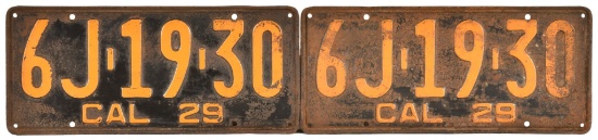2 1929 California License Plates