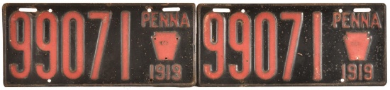 2 1919 Pennsylvania License Plates