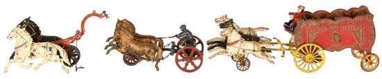Lot Of Misc. Cast Iron Horse Drawn Toys