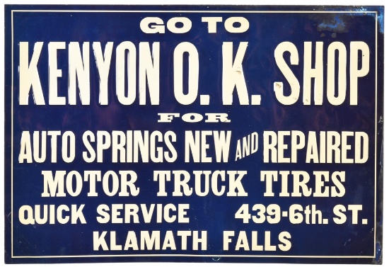 Kenyon O.K. Shop Automotive Sign Klamath Falls OR