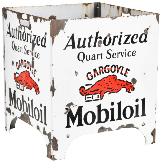 Mobiloil Gargoyle Authorized Quart Service Porcelain Rack