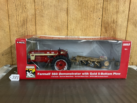 Farmall 560 Diesel Demonstrator w/Gold 5 Bt Plow National Farm Toy Museum
