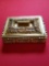 World Bazaars Vintage ANTIQUED GOLD Ceramic TRINKET Jewelry BOX