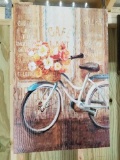 Canvas Bicycle wall print with wood frame