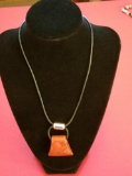 Sterling Silver and Leather Necklace with Red Stone