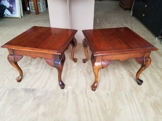 Vintage Solid Wood End Tables w/Cabriole Legs