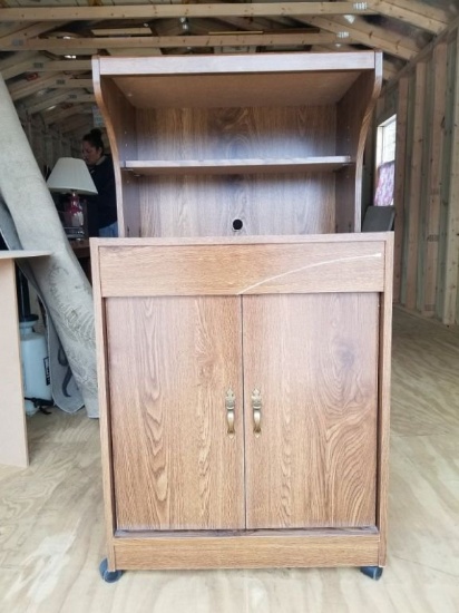 Wood Laminate Microwave Cart on casters