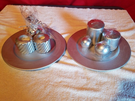 8 pc Silver Candle set & 1 Silver Ornament