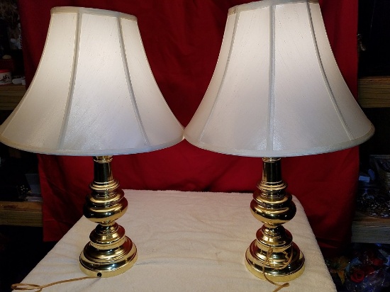 Pair of Brass Toned Lamps