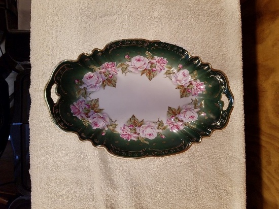 German serving Dish with Pink Roses