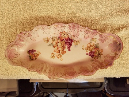 Stamped and Numbered Serving Dish with Grape Clusters