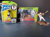 3 Baseball Action Figures w/Field