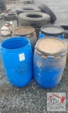 (4) plastic barrels