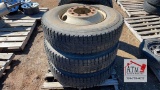 (3) 295/75R22.5 Tires with 10 Lug Wheels