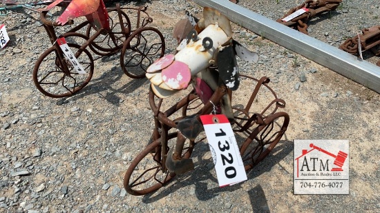 Metal Cow on Tricycle