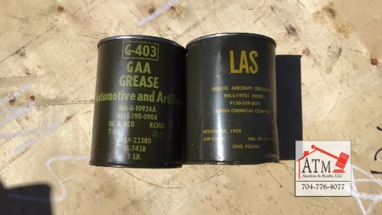 (2) 1 Lb Military Grease Cans (1960’s)
