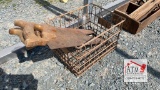 Metal Crate with (2) Hand Saws