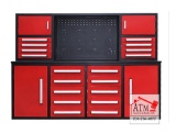 NEW 7' Work Bench w/ 18 Drawers - Red