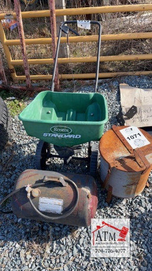 Seeder, Air Tank, Metal Trash Can