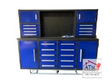NEW 7' Work Bench w/ 18 Drawers - Blue