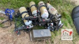 Lot of Firefighter Air Tanks and Harnesses