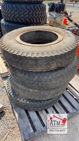 (4) 8.25-20 Tires & Split Rims