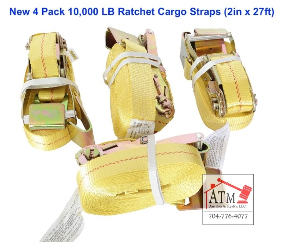 NEW (4) 10,000 LB Ratchet Cargo Straps