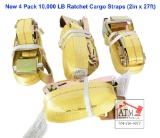 NEW (4) 10,000 LB Ratchet Cargo Straps