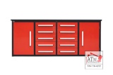 NEW 7' Work Bench w/ 10 Drawers & 2 Cabinets - Red
