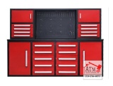 NEW 7' Work Bench w/ 18 Drawers - Red