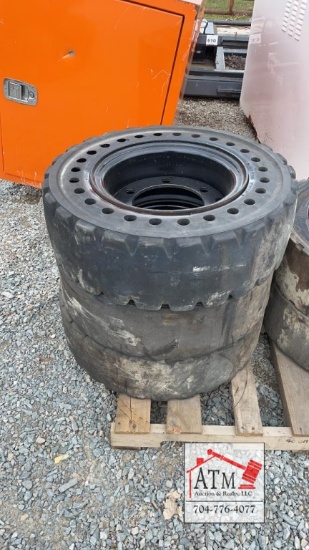 (3) 8.25-15 Solid Skidsteer Tires