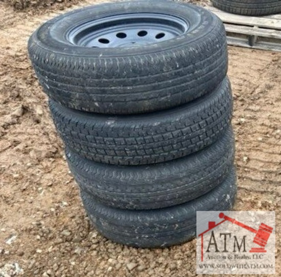 (4) 4-Lug 205/75R15 Trailer Tires