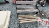 Wood and Metal Bench and Stool
