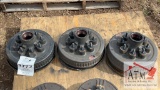 (3) 8-Lug Trailer Brake Drums w/ Backing Plates