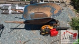 Wheelbarrow, Gas Blower, Gas Can