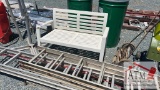 Wooden Bench & Patio Umbrella