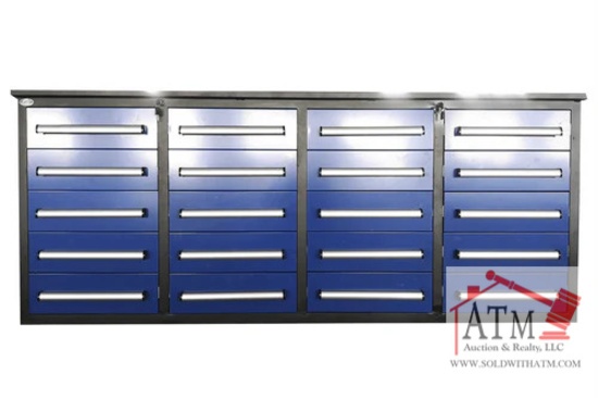 NEW 7' Work Bench w/ 20 Drawers - Blue