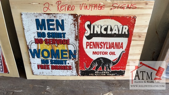 (2) NEW Retro Vintage Signs