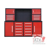 NEW 7' Work Bench w/ 18 Drawers - Red