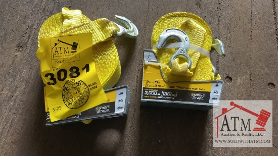 (2) NEW Yellow Tow Straps