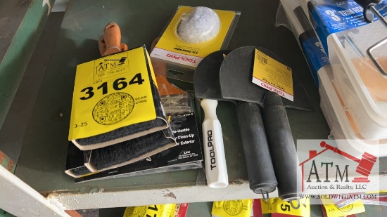 (5) Paint Brushes, (1) Corner Roller & (2) Tools
