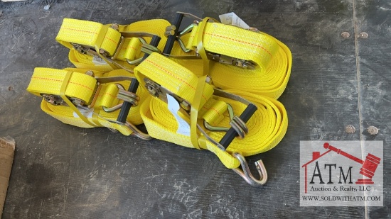 (4) New Yellow Ratchet Straps