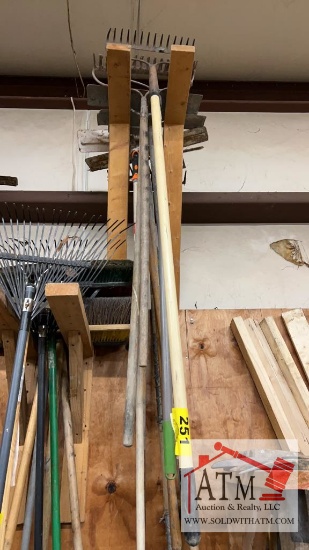 Misc Lot of Rakes and Concrete Tools