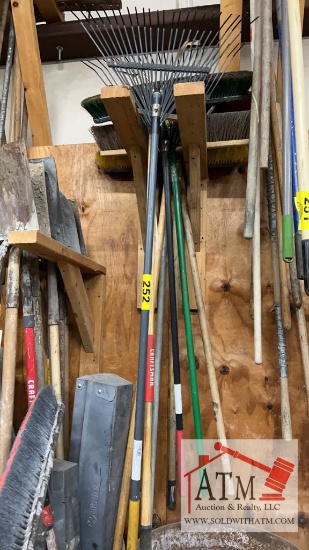 Misc Lot of Brooms and Rakes