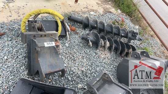 Auger w/ 9" and 10" Bit - Backhoe Attachment