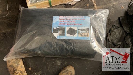 NEW Black Outdoor Patio Fabric Screen