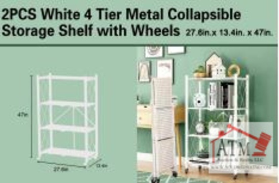 NEW 4 Tier Metal Collapsible Storage Shelf