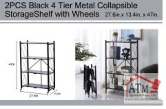 NEW 4 Tier Metal Collapsible Storage Shelf