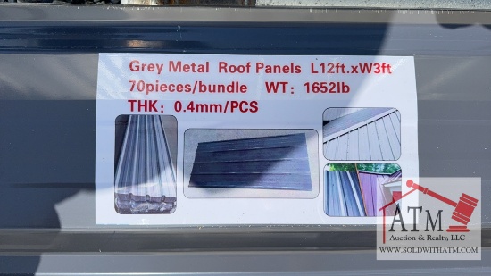 (70) NEW Grey Metal Roof Panels