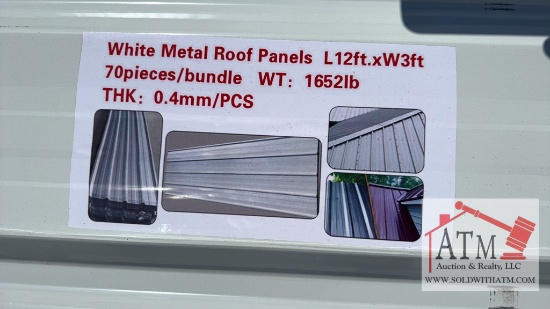 (70) NEW White Metal Roof Panels